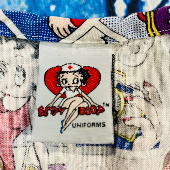 Vintage BETTY BOOP COMIC STRIP Nurse Uniform Scrub Top Pull Over MEDICAL Small - Picture 3 of 5